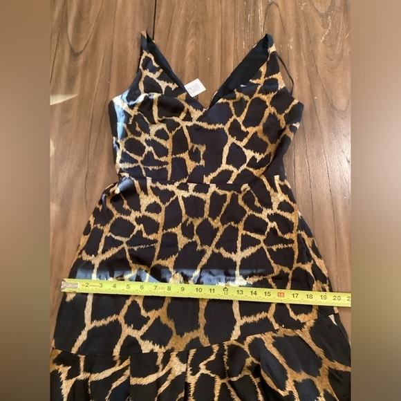 Milly asymmetrical Black "Dashielle" Giraffe Hi Low ruffle Flare Midi Dress 6 - Picture 7 of 10